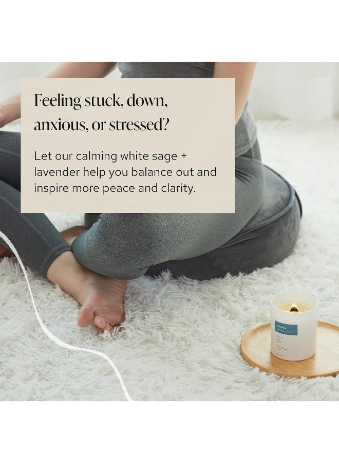 Mindful Modern & Natural Meditate Candle | White Sage and Lavender Hand-Poured Soy Wax Stress Relief | Aromatherapy Candle | Elegant Scented Home Fragrance | Clean, Even, Longer Burn | 8 oz Glass Jar - Image 2